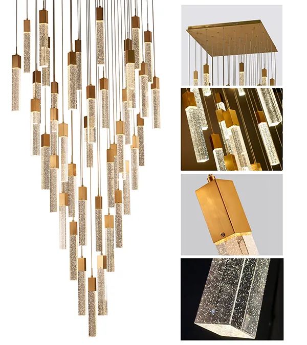 Gold Modern Crystal Chandelier For Staircase